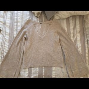 Free People Starman V-neck Bell Sleeve Pullover